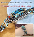 🔥Best Seller ✨ Bransoletka retro z sześciocyfrowym turkusem i mantrą ze srebra próby 925 z przenoszonymi koralikami