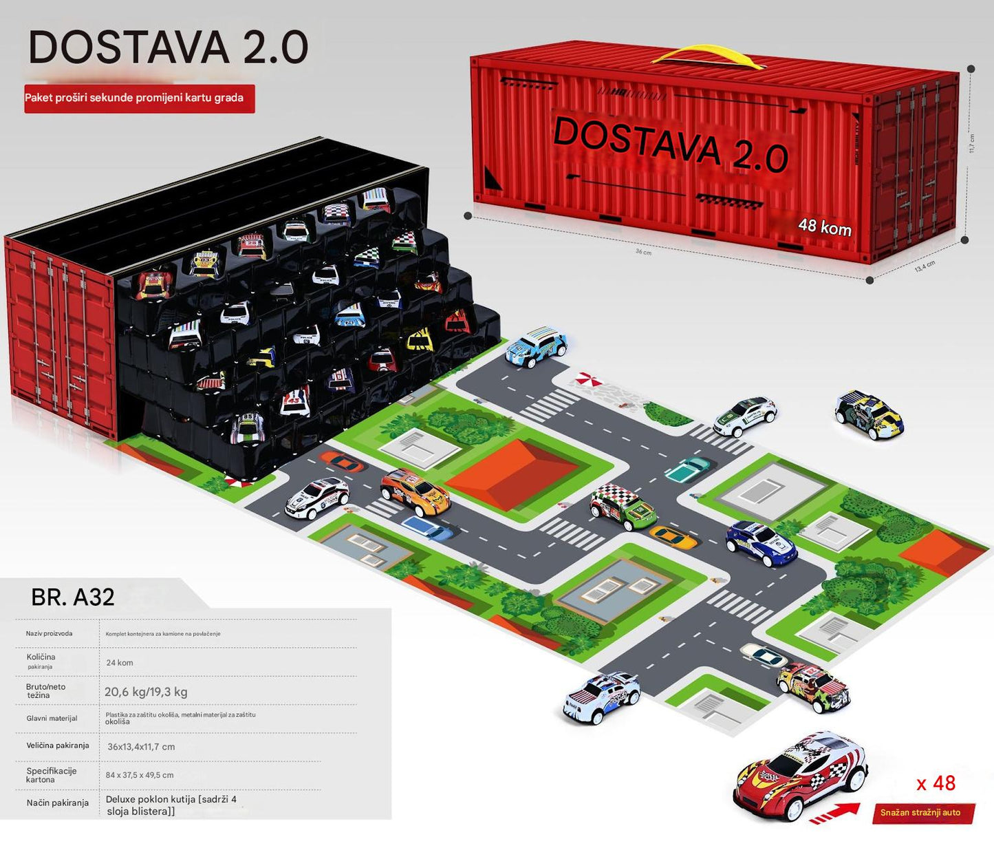 🎅Božićna rasprodaja - 50% popusta🎁 48 mini automobila na povlačenje s ugrađenom garažom