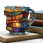 📚Чаша за кафе във формата на книга с 3D картина