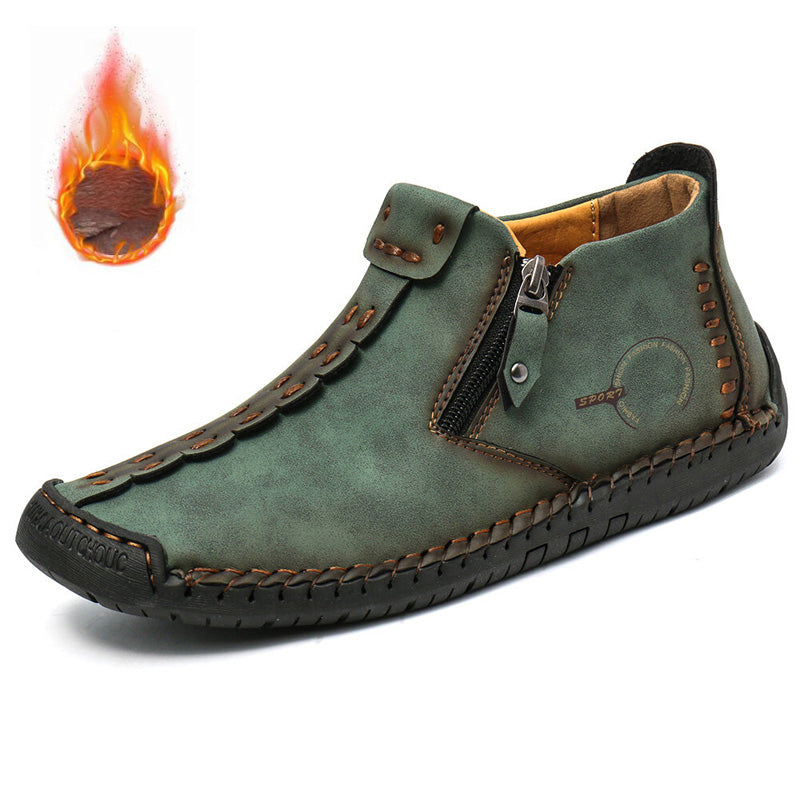 🥾Ręcznie wykonane męskie buty Martens ze skóry bydlęcej (rozmiary 38-48), z ocieplanym wnętrzem i zamkiem błyskawicznym – ciepłe, wygodne i stylowe, must-have na zimę.