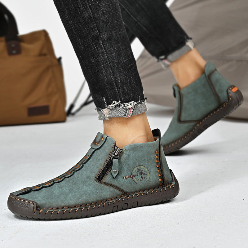 🥾Ręcznie wykonane męskie buty Martens ze skóry bydlęcej (rozmiary 38-48), z ocieplanym wnętrzem i zamkiem błyskawicznym – ciepłe, wygodne i stylowe, must-have na zimę.