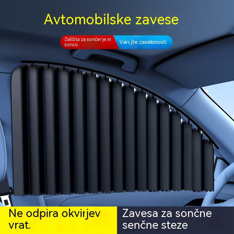 [4-delni komplet] Zavesa za senčnik za avtomobilska okna z drsno tirnico in toplotno izolacijo