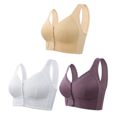 🎁Kupi 2, dobiješ 1 gratis!💕【3 komada】Veliki prozračni grudnjak od mekanog pamuka s prednjim gumbima