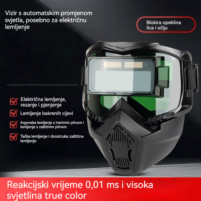 😎 Potpuno automatska kaciga za zalogaje s zaštitnom maskom i glavnom izmjenom svjetla za zalogaje