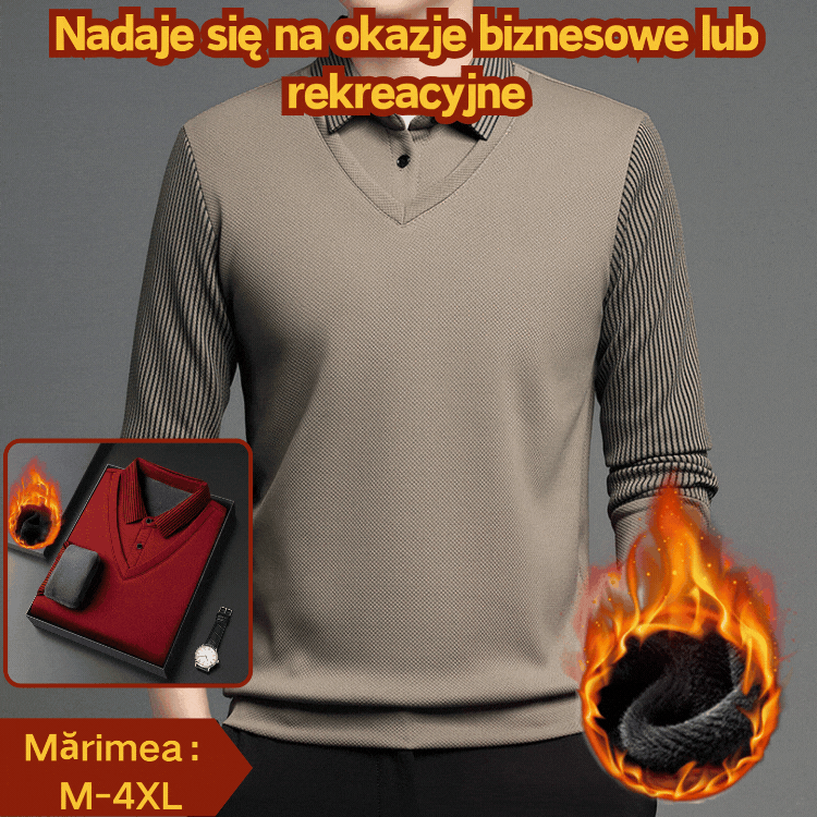 👔【M-4XL】Męska dwuczęściowa kurtka ze sztucznej skóry szenilowej z aksamitem i podszewką zapewniającą ciepło