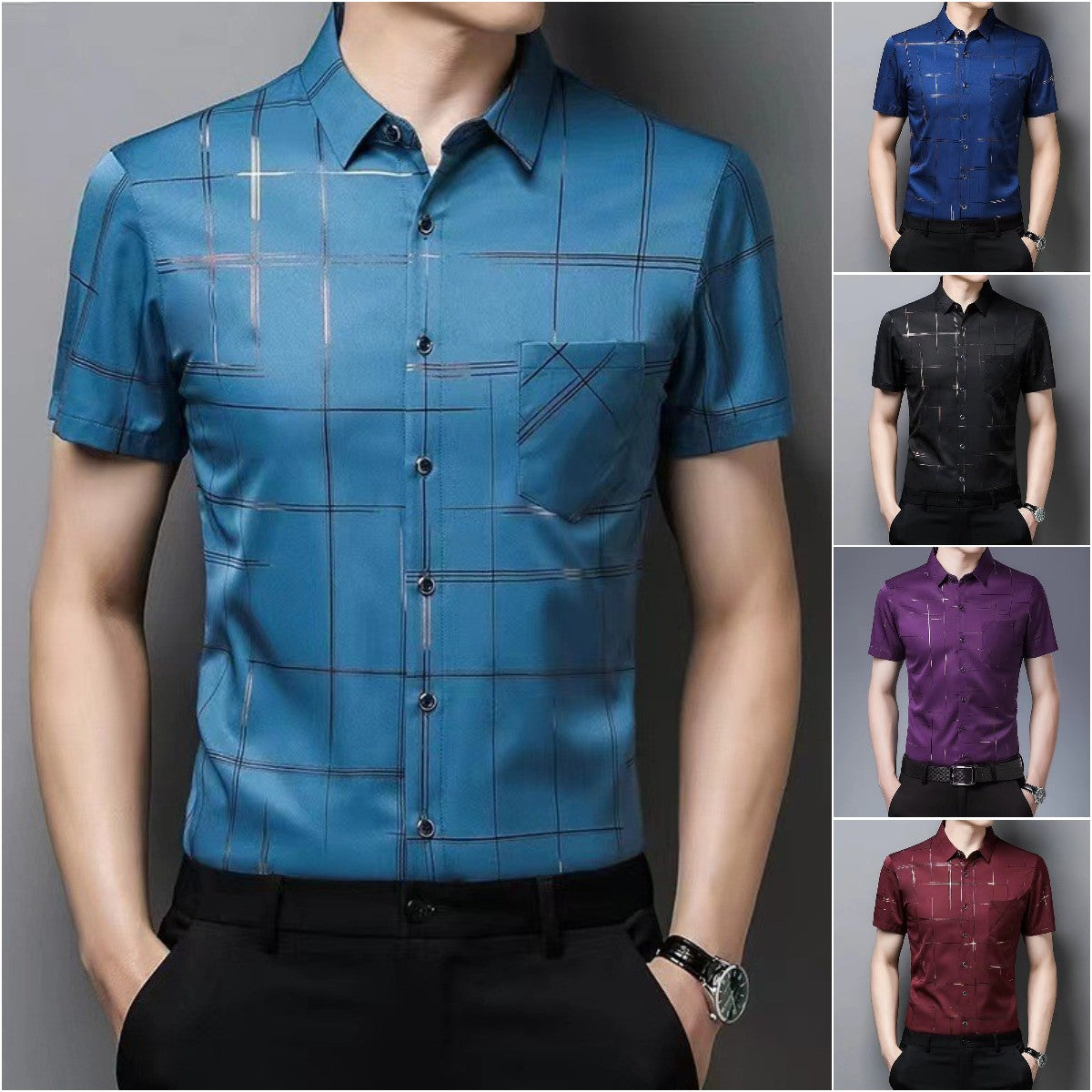 【Комплект от 2 броя】(M–4XL) Мъжка риза от ледена коприна – лека и дишаща, с гладко и меко усещане