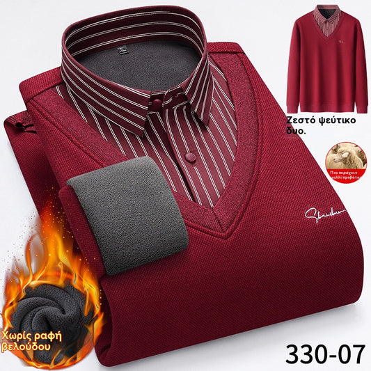 ✈️Oferta specjalna🔥【L-4XL】Męska ciepła, ocieplana bluza polarowa z kołnierzykiem koszulowym