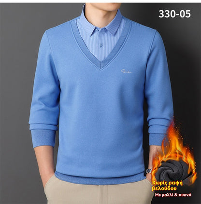 ✈️Oferta specjalna🔥【L-4XL】Męska ciepła, ocieplana bluza polarowa z kołnierzykiem koszulowym