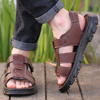 【38~44】Мъжки меки кожени неплъзгащи се сандали за лятото - удобни и дишащи