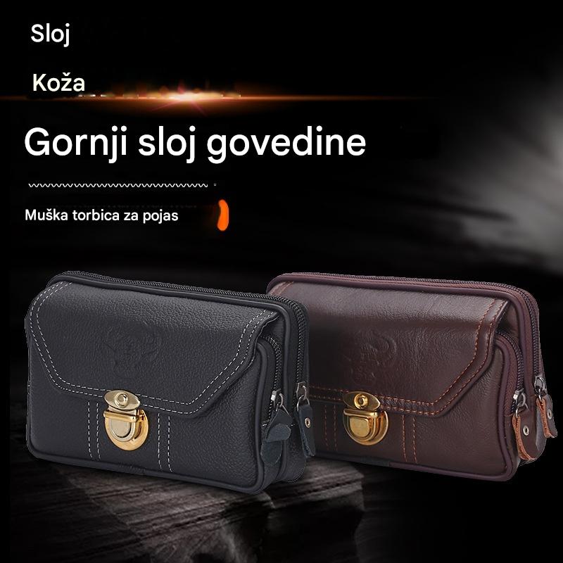 🔥😎Nova muška futrola za mobitel od kravlje kože s horizontalnim rezom i krznom punog zrna - 4190802