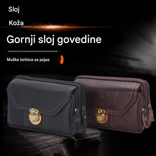 🔥😎Nova muška futrola za mobitel od kravlje kože s horizontalnim rezom i krznom punog zrna - 4190802