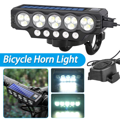 🚨💡 Solarna biciklistička svjetiljka s prednjim nosačem, USB punjenjem i zvučnikom, visoka svjetlina, noćno svjetlo za dugotrajnu vožnju biciklom