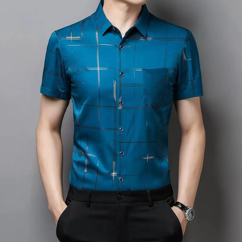 【Комплект от 2 броя】(M–4XL) Мъжка риза от ледена коприна – лека и дишаща, с гладко и меко усещане