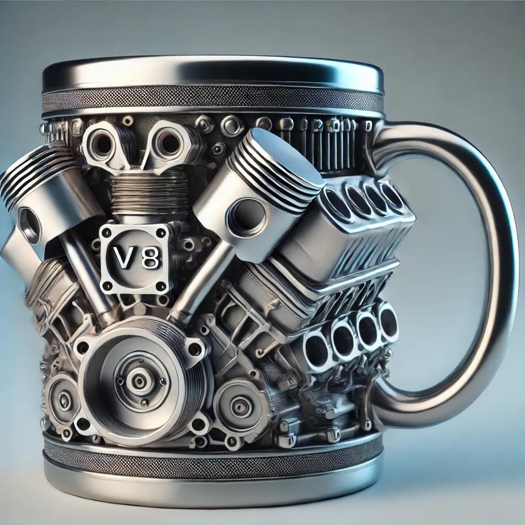 ☕️ Чаша за кафе от неръждаема стомана с тема двигател V6/V8 [11*11,5*8 см]