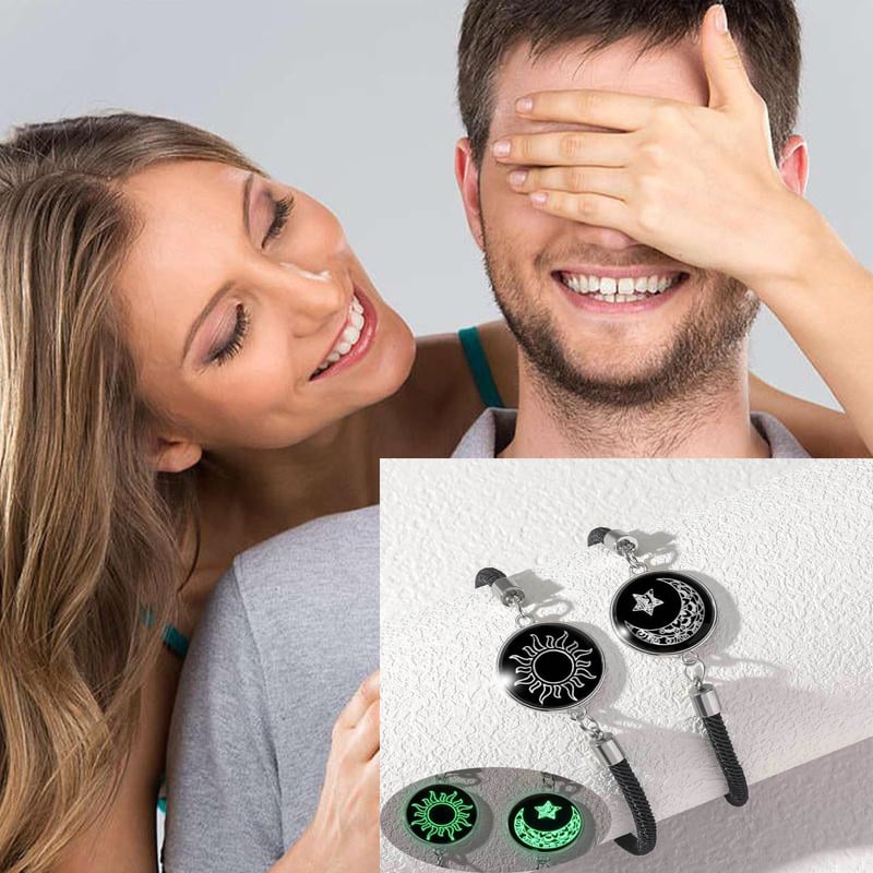🎁💖 Set od 2 narukvice Sunce i Mjesec - Blistavi nakit za parove u vezama na daljinu.