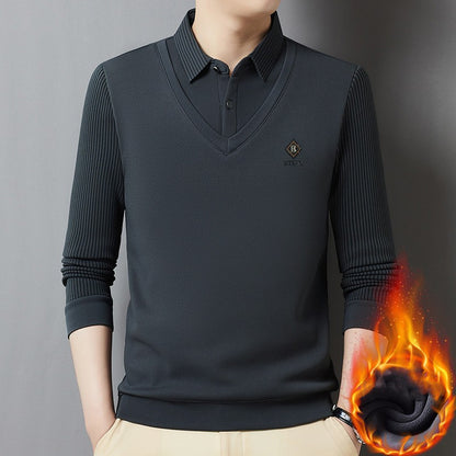 🔥Sezonska akcija 50% popusta【M-4XL】👔Muška premium kašmir dvodijelna topla majica s dugim rukavima