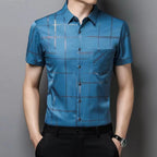 【Комплект от 2 броя】(M–4XL) Мъжка риза от ледена коприна – лека и дишаща, с гладко и меко усещане
