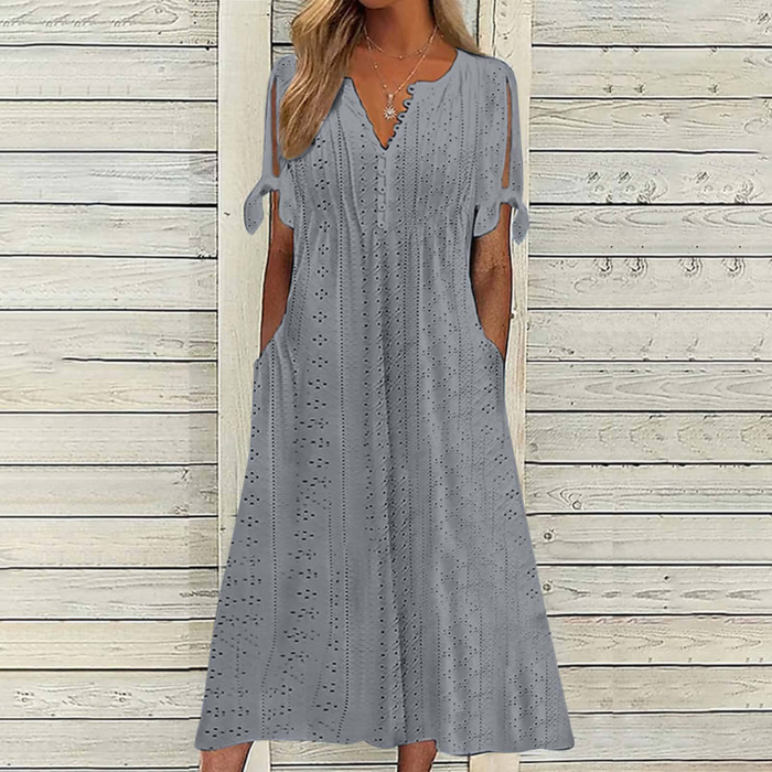 Семпла дамска рокля с големи размери в едноцветен крой, свободна и ежедневна  Плащане при доставка