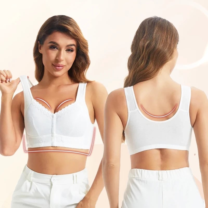 【3 ks.】💕🎁（40kg-165kg）Extra veľká priedušná bavlnená podprsenka s prednými gombíkmi