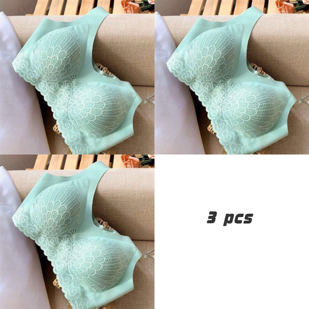 🔥【Paket 3】Úžasná čipkovaná bezšvová podprsenka z ľadového hodvábu, bez kostíc