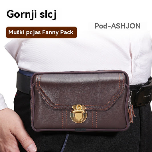 🔥😎Nova muška futrola za mobitel od kravlje kože s horizontalnim rezom i krznom punog zrna - 4190802