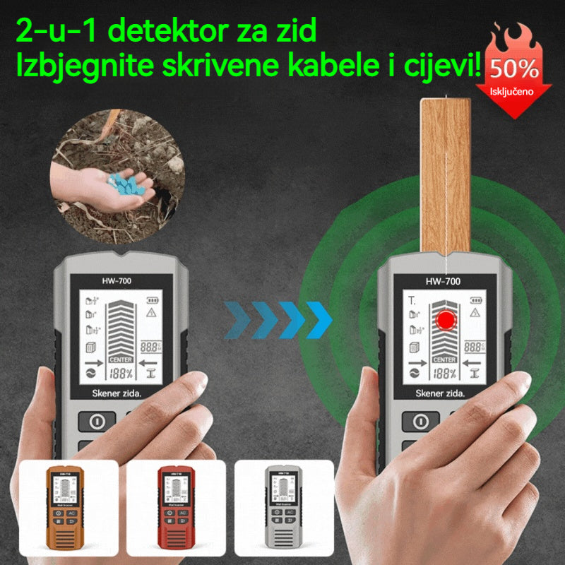 🔥【Snižena cijena – Popust do 50%】🔍 2-u-1 detektor za zid – Izbjegnite skrivene kabele i cijevi!