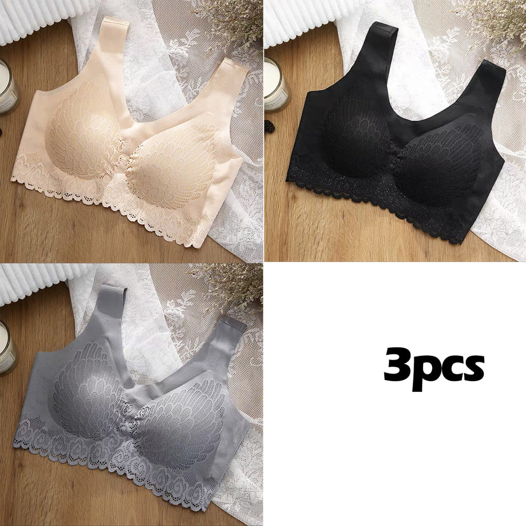 🔥【Paket 3】Úžasná čipkovaná bezšvová podprsenka z ľadového hodvábu, bez kostíc