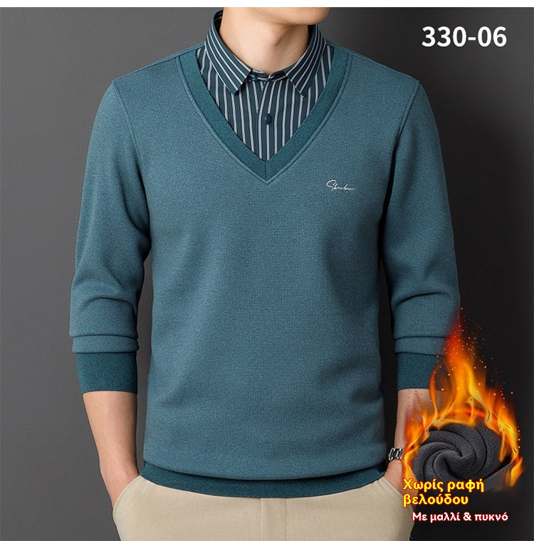 ✈️Oferta specjalna🔥【L-4XL】Męska ciepła, ocieplana bluza polarowa z kołnierzykiem koszulowym