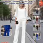 ⏳Časovno omejena ponudba⏰【50–120 KG】👚👖Ženski dvodelni komplet, prijazen do kože z odprtimi rameni✅【Top + hlače】